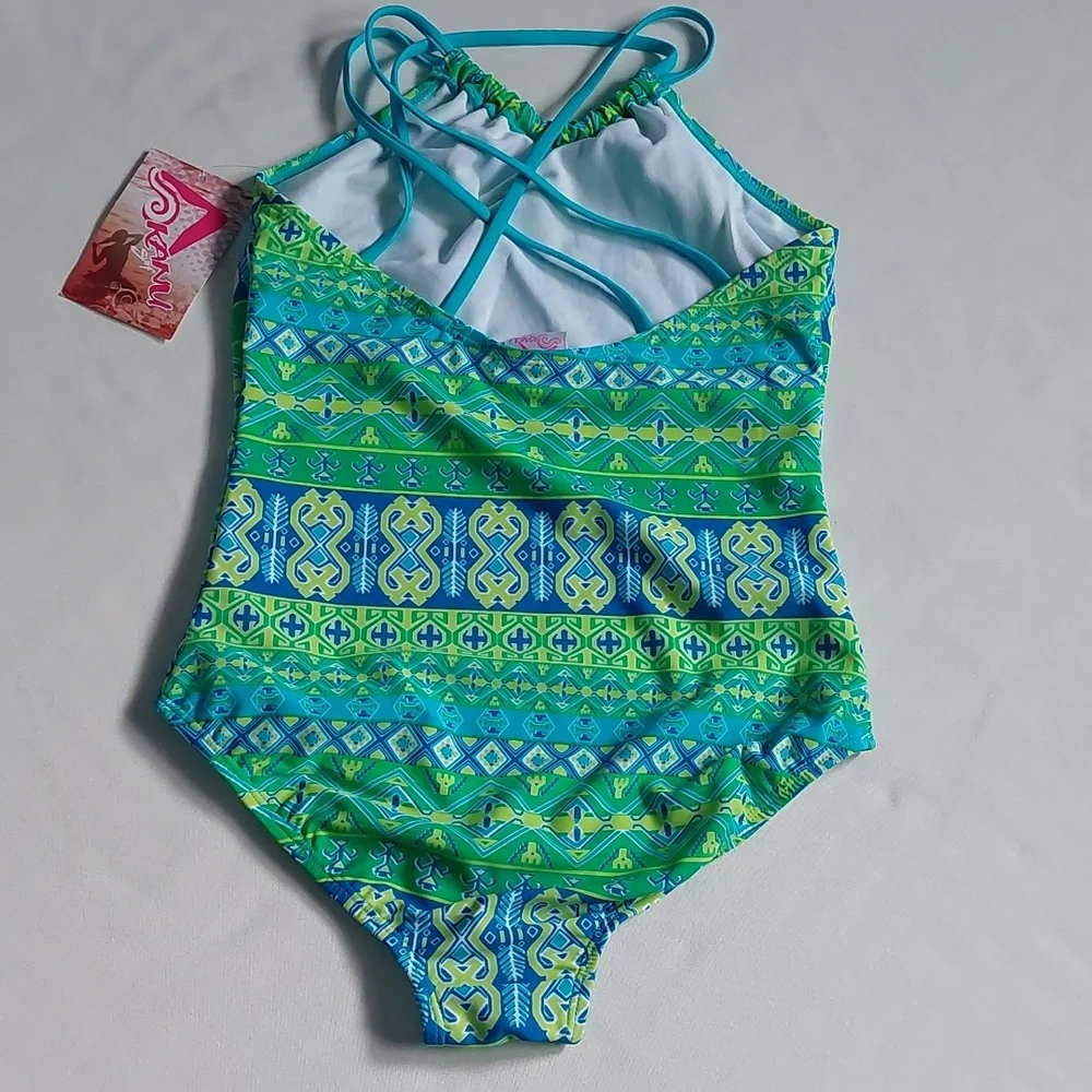 Kanu Surf  Girls Jasmine Halter One Piece Swimsuit Mahina Green Size‎ 14